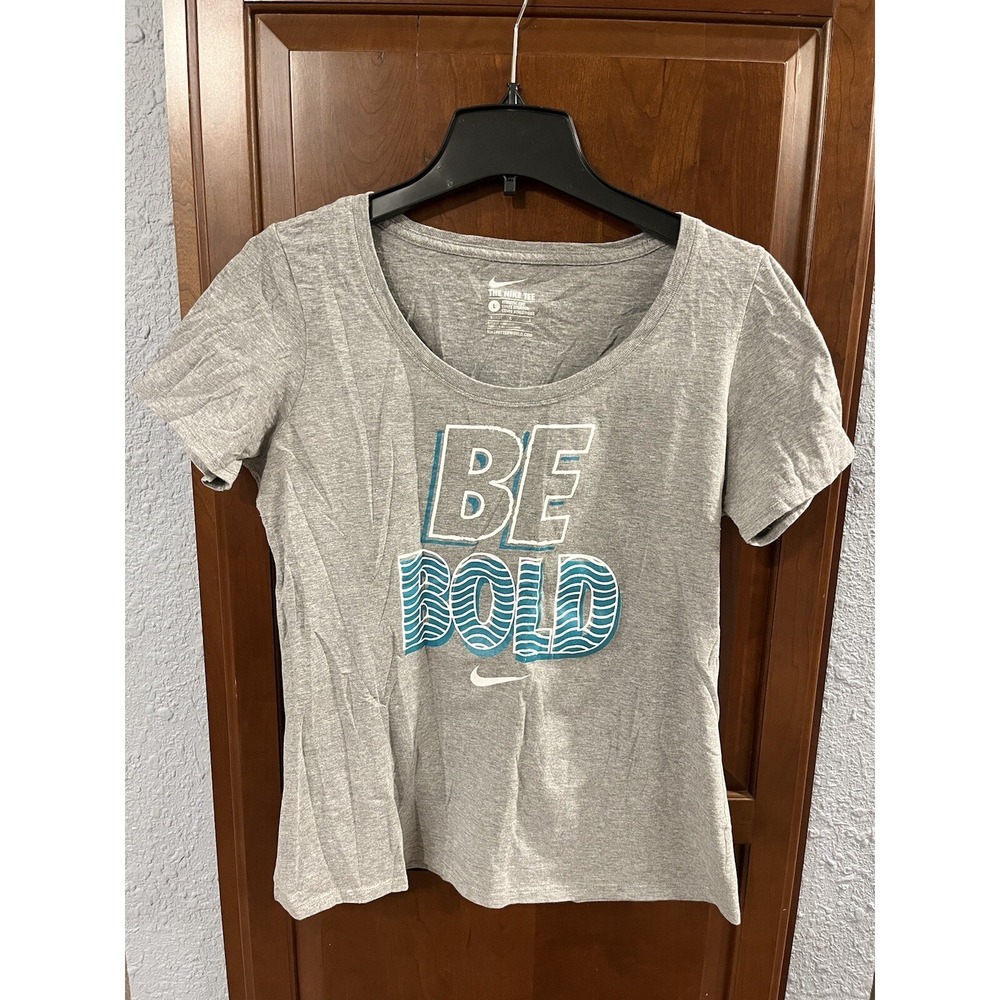 Nike Womens T Shirt Be Bold Tee Athletic Cut Large Gray